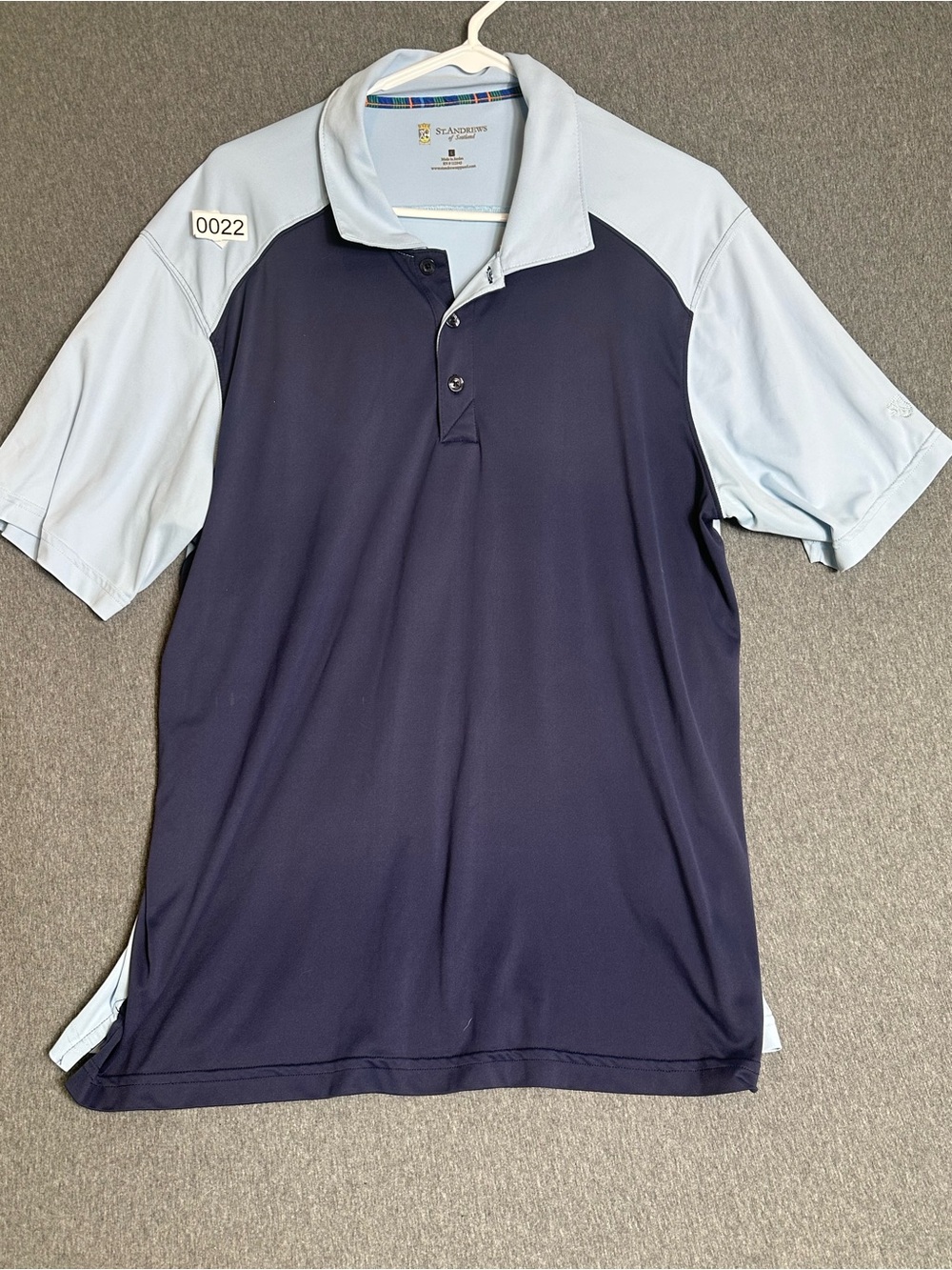 St. Andrew’s of Scotland Classic Two-Tone Polo Shirt - Navy and Light Blue